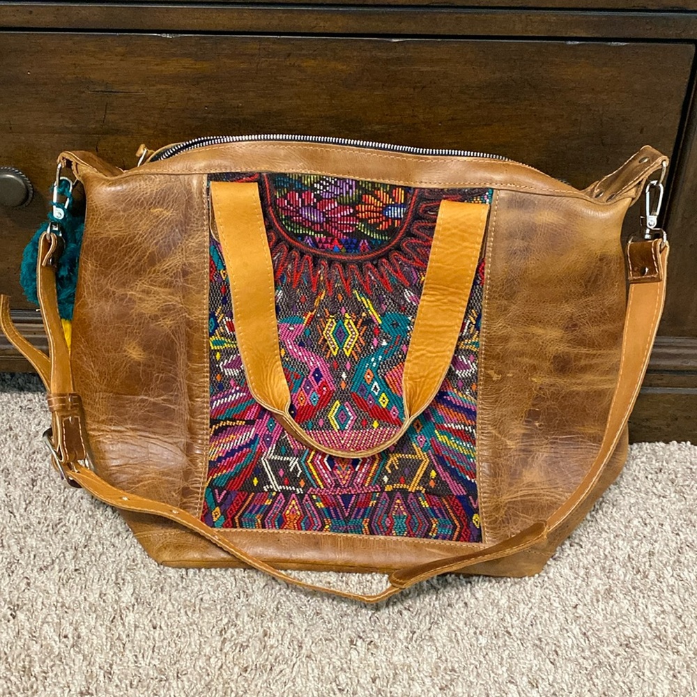Leather Humanity Bag with colorful Embroidery